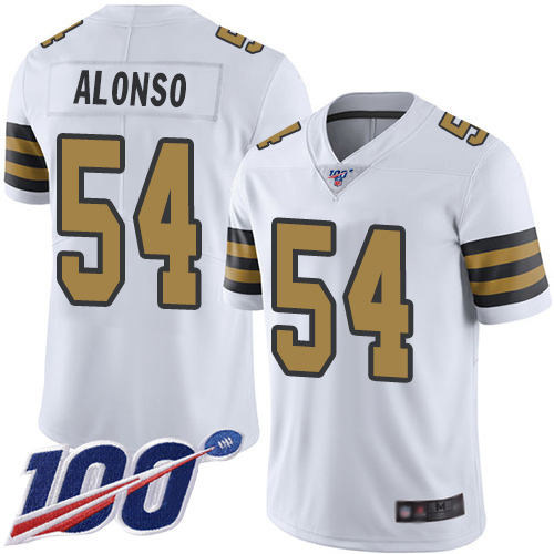 Men New Orleans Saints Limited White Kiko Alonso Jersey NFL Football #54 100th Season Rush Vapor Untouchable Jersey